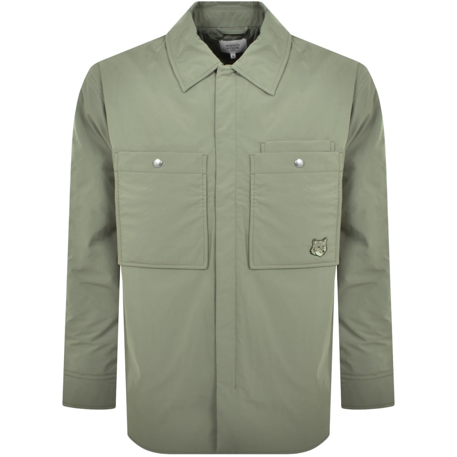 Maison Kitsune OW01504WD4010P404 関税送料込 Maison Kitsune Logo Overshirt Green | Mainline Menswear